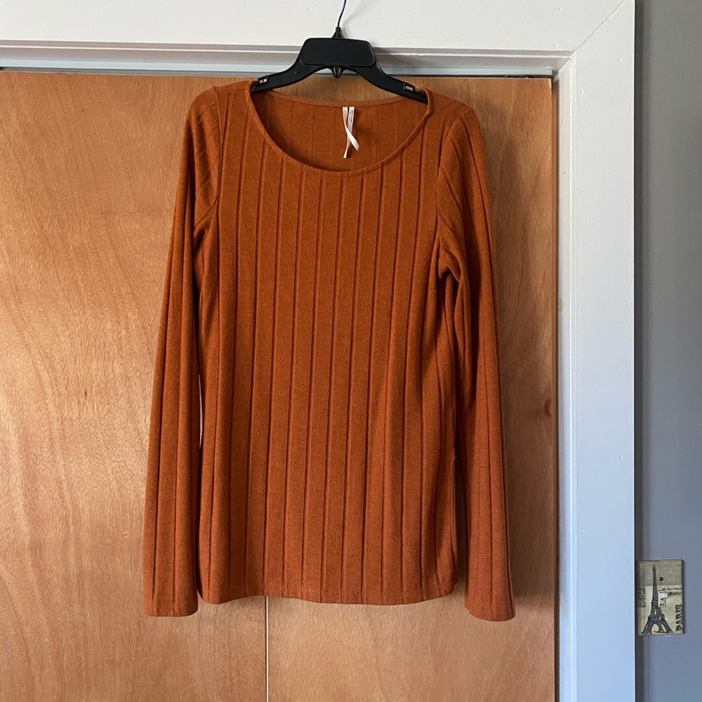 Anthropologie Women's Rust Ribbed Sweater